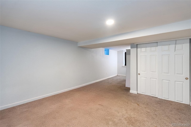 basement featuring carpet