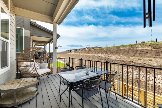 11027 Sunshimmer Cir, Parker, CO 80134 - wooden deck with outdoor dining space