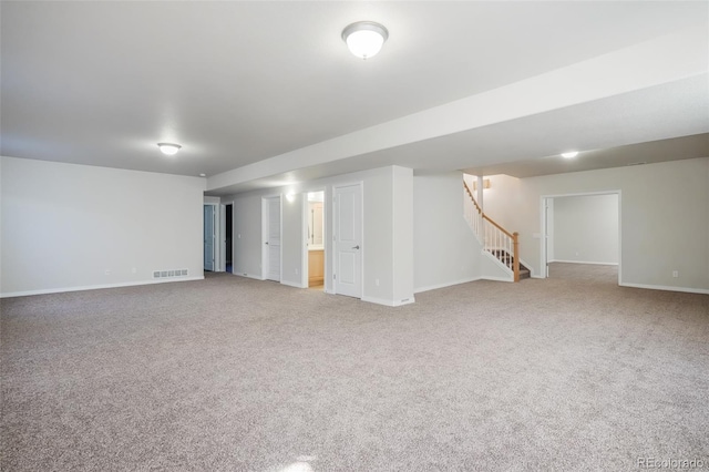 basement with carpet floors