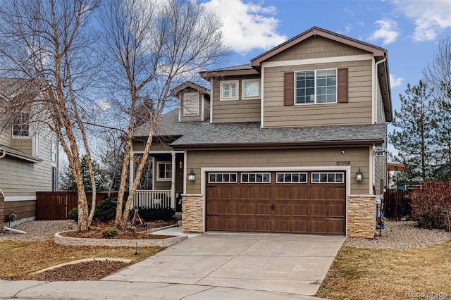 craftsman inspired home with a garage