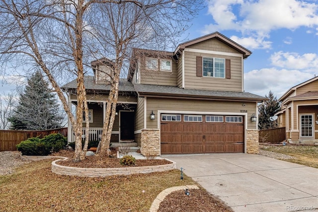 craftsman house featuring a garage and covered porch