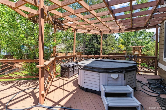 10358 Kelliwood Way, Highlands Ranch, CO 80126 - wooden deck with a hot tub and a pergola