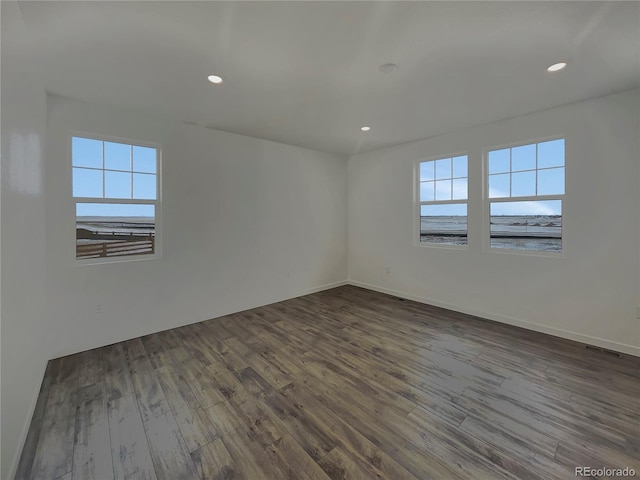 spare room featuring dark hardwood / wood-style flooring