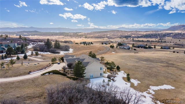 drone / aerial view with a mountain view