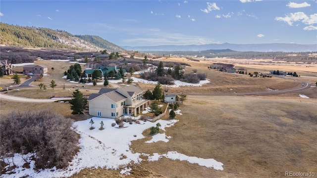 drone / aerial view with a mountain view