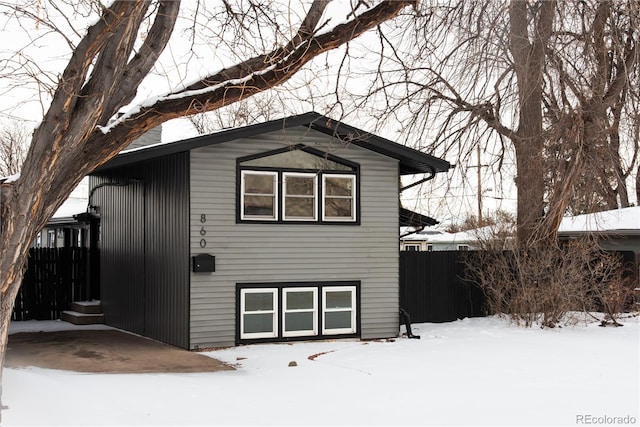 view of snow covered structure