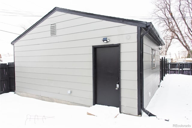 view of snow covered structure