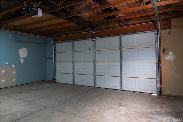 garage with a garage door opener