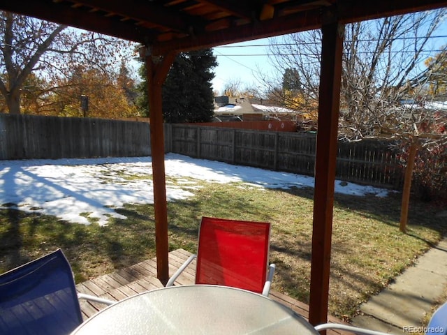 view of yard with a wooden deck