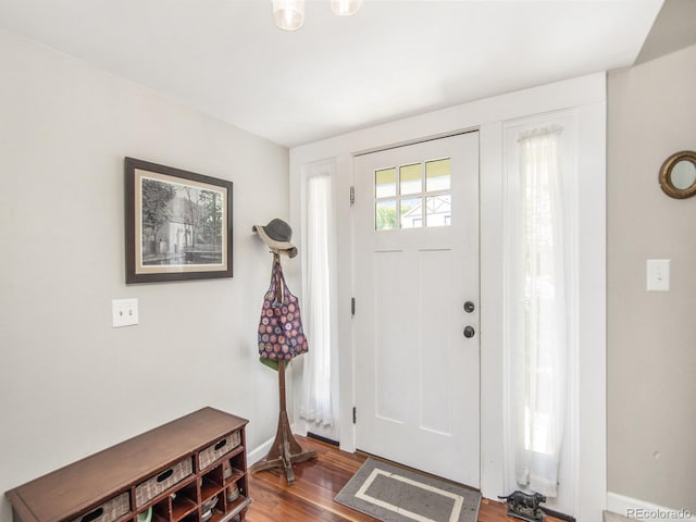 entryway featuring hardwood / wood-style flooring