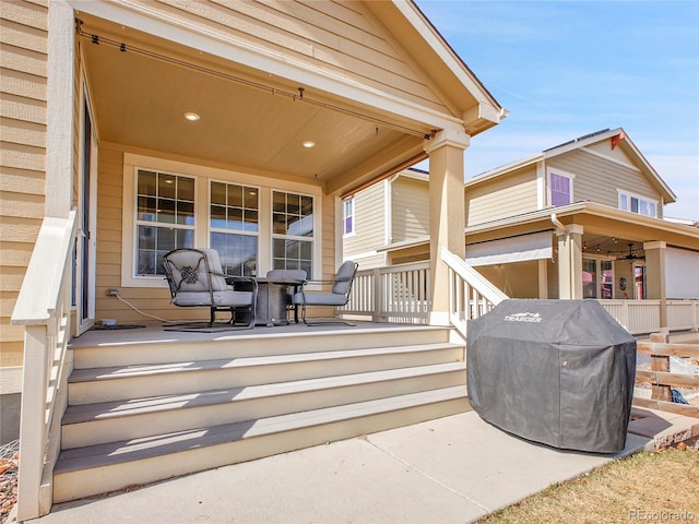 deck featuring area for grilling