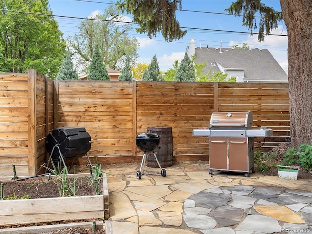 view of patio with area for grilling