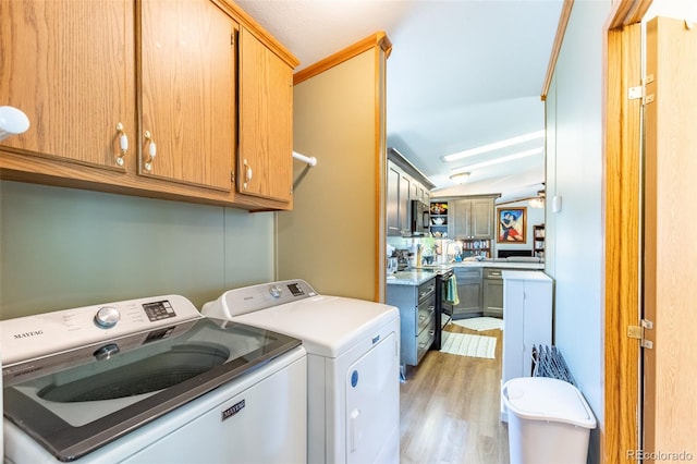 910 J St Unit D1, Salida, CO 81201 - washroom featuring cabinet space, separate washer and dryer, and light wood finished floors