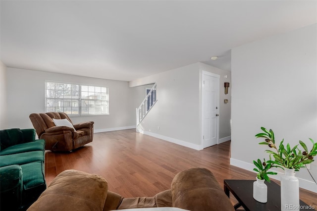 living room with wood-type flooring