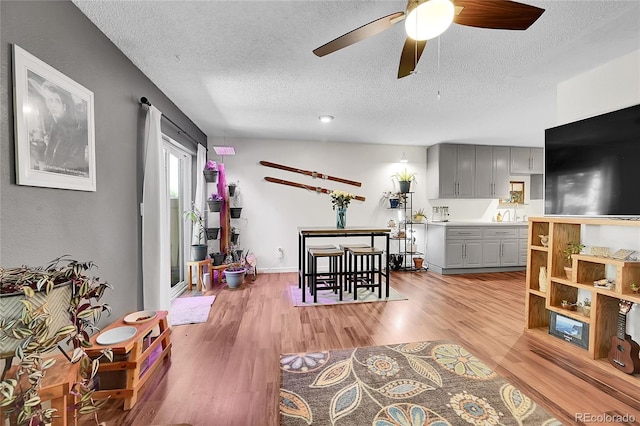 1711 Cato Cir Unit 21, Lafayette, CO 80026 - dining room with a textured ceiling, light wood-style flooring, and ceiling fan