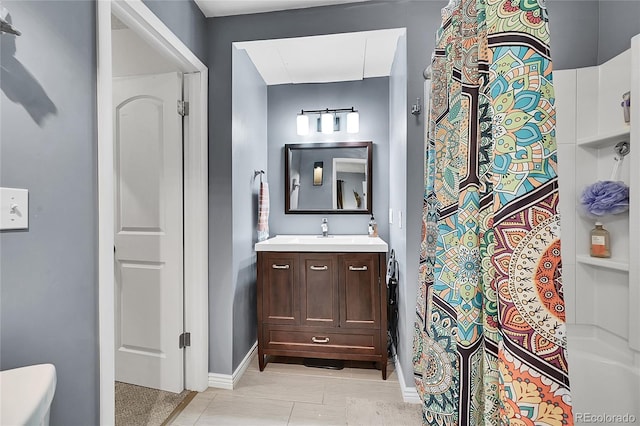 1711 Cato Cir Unit 21, Lafayette, CO 80026 - bathroom with vanity and a shower with shower curtain