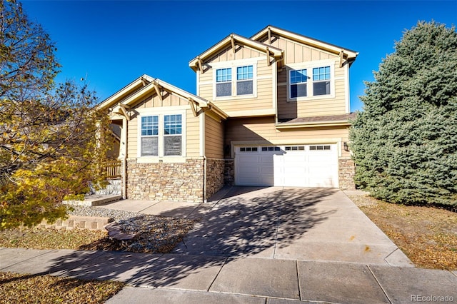 craftsman-style home with a garage