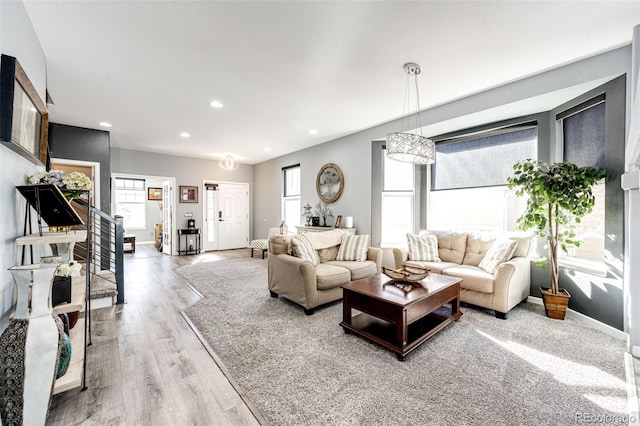 living room featuring light hardwood / wood-style flooring