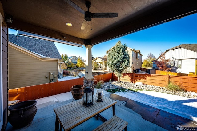 view of patio / terrace with ceiling fan