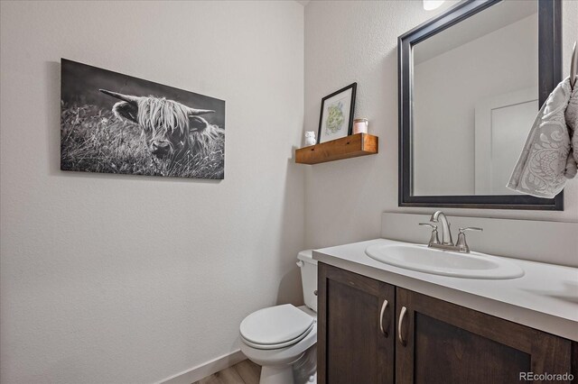 1100 Blue Bell Rd, Berthoud, CO 80513 - bathroom with vanity, toilet, and wood finished floors
