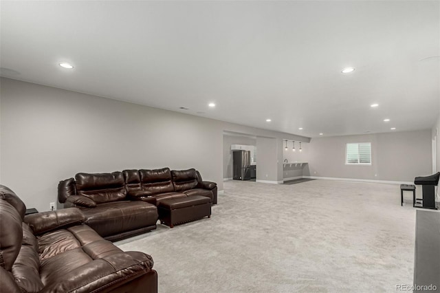5839 Hay Market Trl, Parker, CO 80134 - living area featuring recessed lighting, light carpet, and baseboards