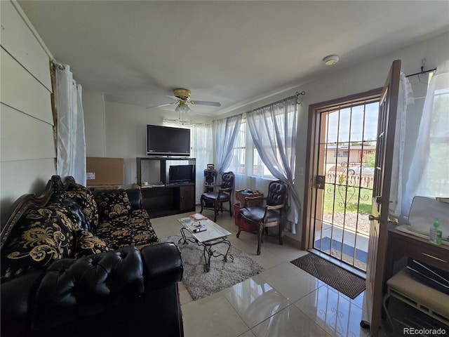 7371 Granada Rd, Denver, CO 80221 - tiled living area with ceiling fan