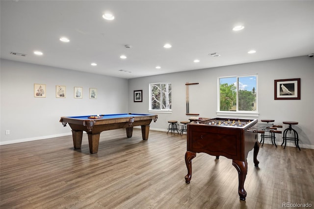 2856 S Kenton Ct, Aurora, CO 80014 - playroom featuring billiards, recessed lighting, and wood finished floors