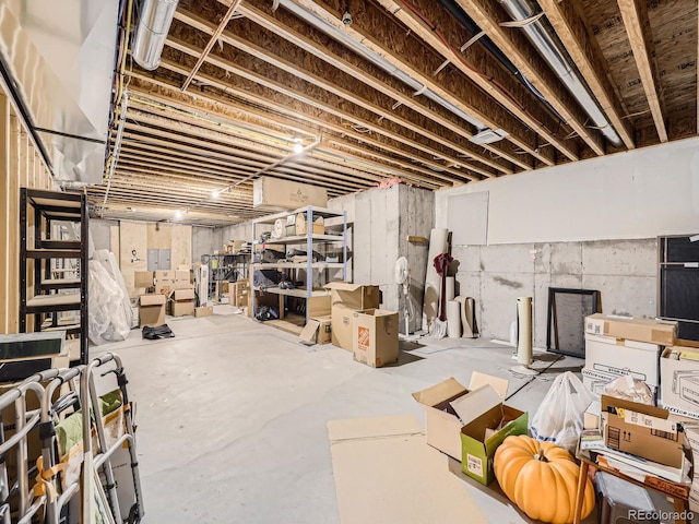 view of unfinished basement