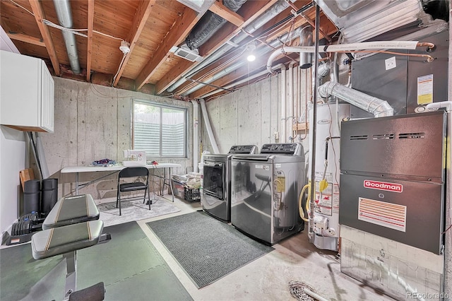 8032 Lee Ct, Arvada, CO 80005 - basement with washing machine and dryer and heating unit