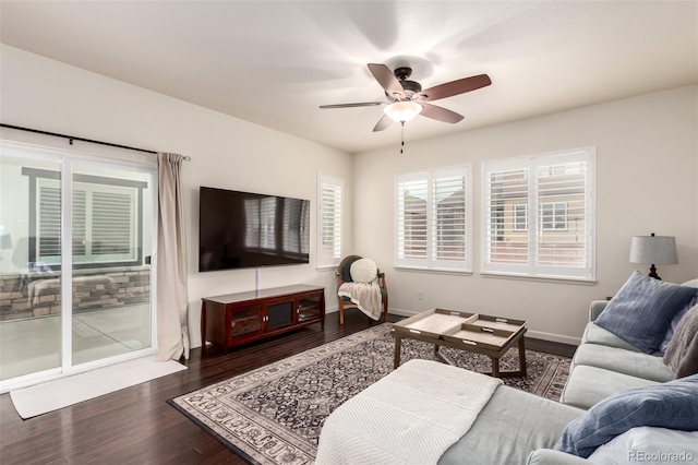 690 W 172nd Pl, Broomfield, CO 80023 - living area with a ceiling fan and wood finished floors