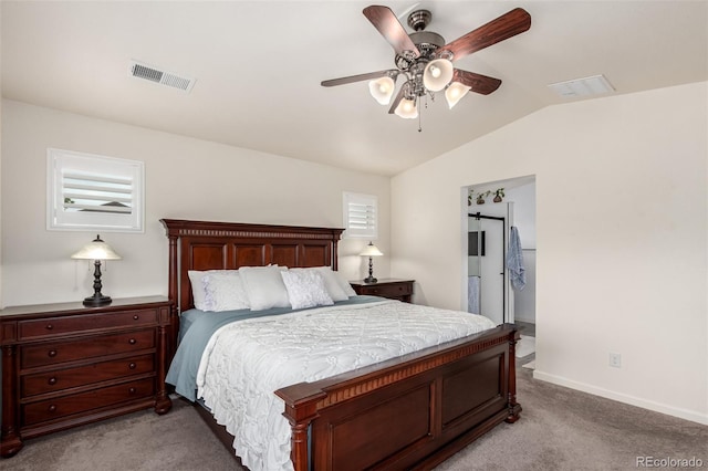 690 W 172nd Pl, Broomfield, CO 80023 - carpeted bedroom featuring vaulted ceiling and ceiling fan