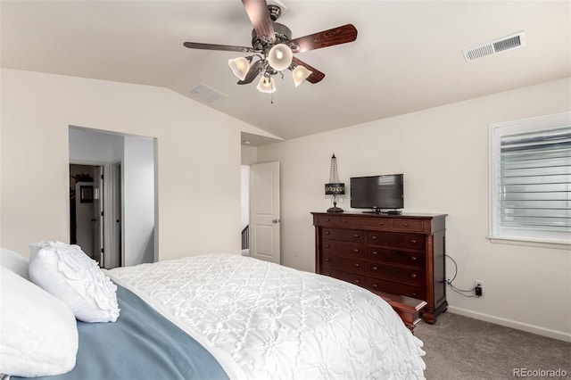 690 W 172nd Pl, Broomfield, CO 80023 - bedroom featuring vaulted ceiling, carpet, and ceiling fan