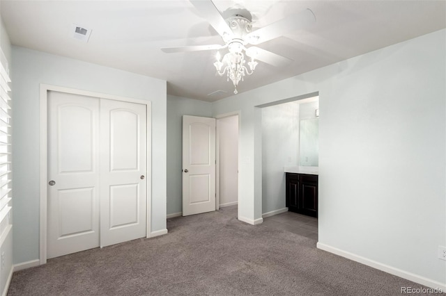 690 W 172nd Pl, Broomfield, CO 80023 - unfurnished bedroom with carpet floors, a closet, a ceiling fan, and ensuite bathroom