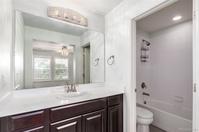 690 W 172nd Pl, Broomfield, CO 80023 - full bathroom featuring vanity,  shower combination, and ceiling fan