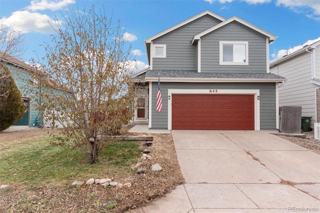 view of front property with a garage