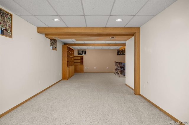 9025 Jellison Ct, Broomfield, CO 80021 - finished below grade area featuring carpet flooring, recessed lighting, a drop ceiling, and a bar
