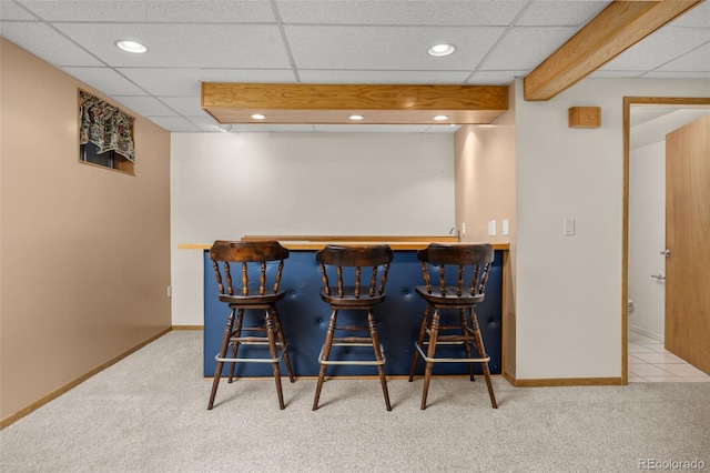 9025 Jellison Ct, Broomfield, CO 80021 - indoor bar featuring carpet flooring, a paneled ceiling, and recessed lighting