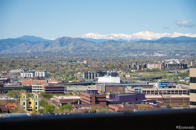 view of mountain feature featuring a view of city