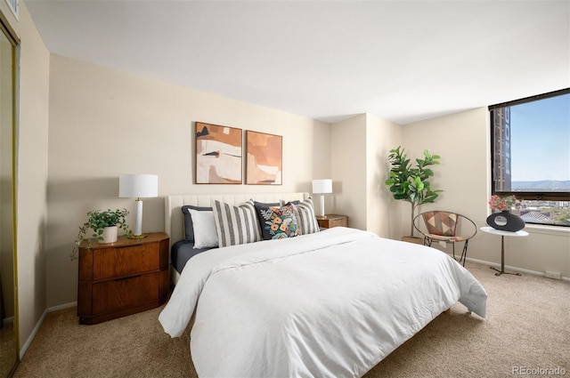 bedroom featuring carpet flooring and baseboards