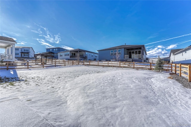 view of yard covered in snow