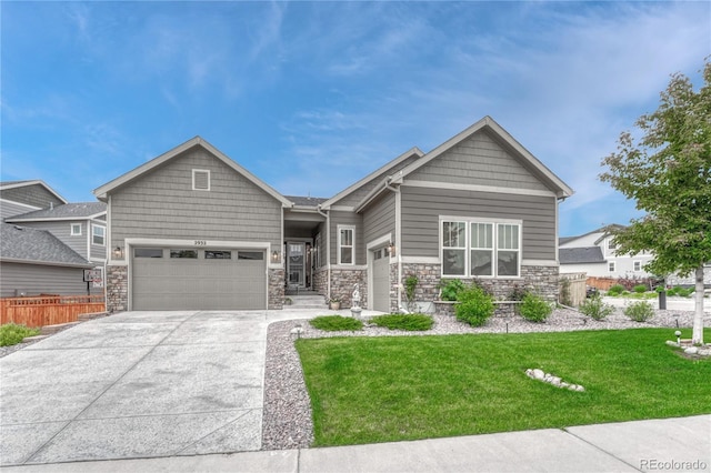 2932 Eagle Wing Way, Castle Rock, CO 80109 - craftsman inspired home with a garage, concrete driveway, and stone siding