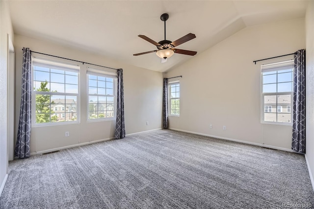 12704 Jasmine St Unit E, Thornton, CO 80602 - unfurnished room with vaulted ceiling, ceiling fan, and carpet flooring