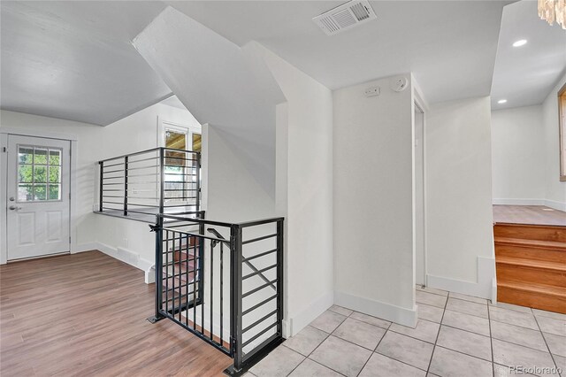 5419 E 113th Ave, Thornton, CO 80233 - corridor featuring an upstairs landing, baseboards, recessed lighting, and wood finished floors