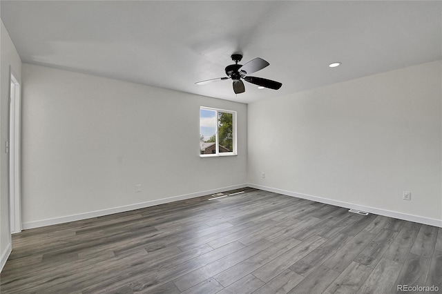 5419 E 113th Ave, Thornton, CO 80233 - empty room with dark wood-style floors, ceiling fan, baseboards, and recessed lighting