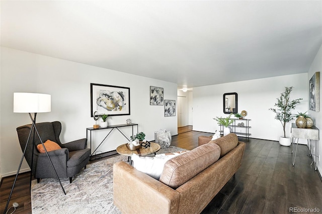 460 S Marion Pkwy Unit 801, Denver, CO 80209 - living room featuring dark wood-style floors