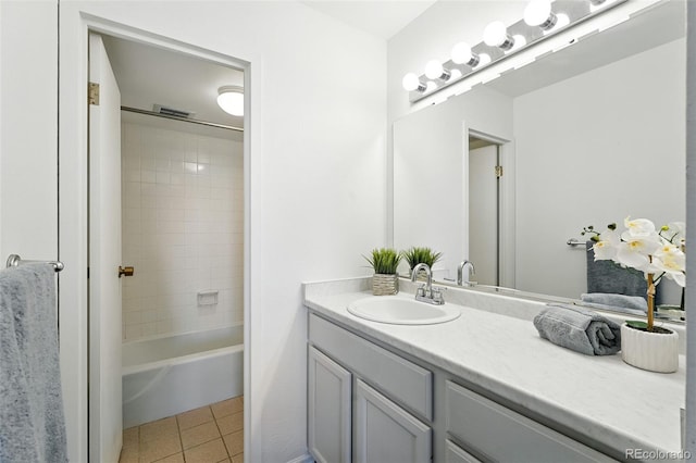 460 S Marion Pkwy Unit 801, Denver, CO 80209 - bathroom with vanity, tile patterned floors, and washtub / shower combination