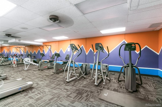 460 S Marion Pkwy Unit 801, Denver, CO 80209 - exercise room with carpet floors and a drop ceiling