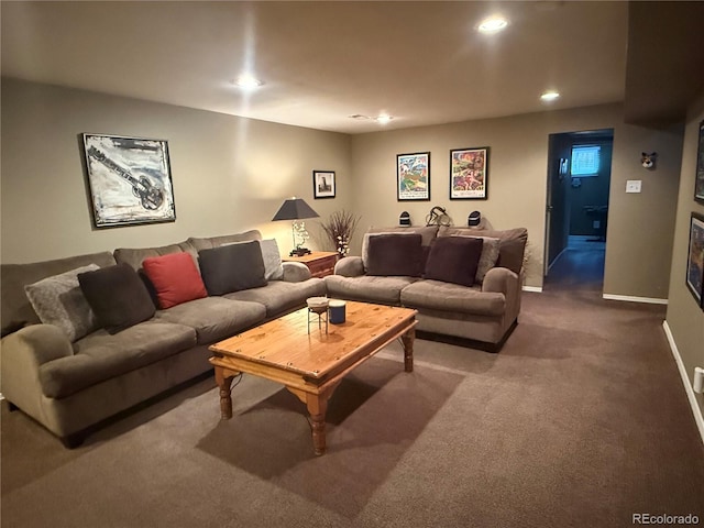 5416 S Lakeview St, Littleton, CO 80120 - living area featuring dark carpet and recessed lighting