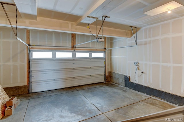 garage with a garage door opener