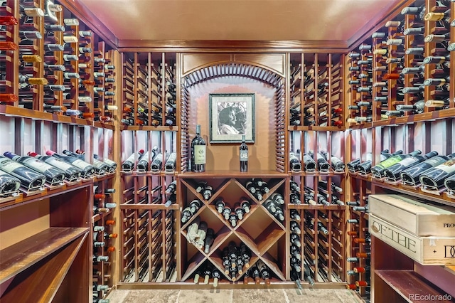 wine cellar with stone finish flooring